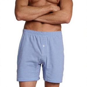 <b>Custom</b> Logo OEM Breathable Cotton/Spandex Knit Hot Sale Men's Mid-rise Long Leg <b>Boxer</b> Shorts - Product Image 1