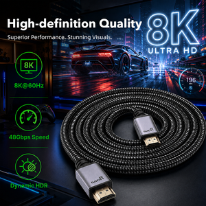 Câble <span class=keywords><strong>HDMI</strong></span> 2.1 <span class=keywords><strong>certifié</strong></span> WISTAR <span class=keywords><strong>Premium</strong></span>, ultra haute vitesse 8K/60Hz 4K/120Hz, 1,5 m, plaqué or - Product Image 4