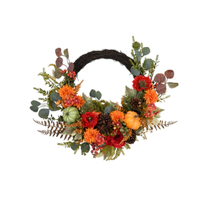 Couronne d'automne artificielle personnalisée en gros, décoration florale ronde, couronnes d'automne - Product Image 1