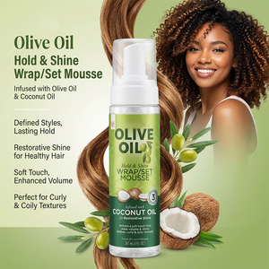 Professional Hypoallergenic Hair Mousse Infused with Olive & Coconut Oil-Provides Anti-Frizz Restorative Shine Strong Hold - Product Image 2