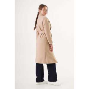 Manteau élégant en cachemire camel avec ceinture, vêtement d'extérieur chaud pour femmes - Product Image 3