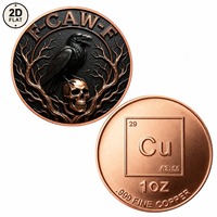 Pièces de monnaie en cuivre pur 999 de 1 oz, imprimées en couleur 2D sur mesure, design Tableau Périodique des Éléments, pour collection, vente en gros