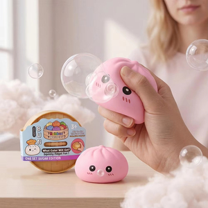 Jouet anti-stress souple en forme de dumpling de couleur personnalisée, souffleur de bulles, dumplings mystère souple avec boîte vapeur - Product Image 6