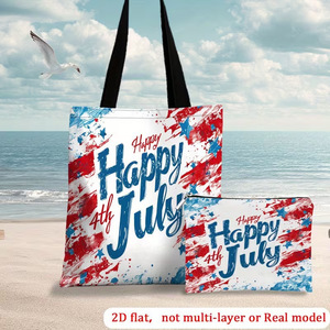 American <strong>Flag</strong> Bald Eagle Canvas Bag Patriotic USA Shoulder Bag Reusable Grocery Shopping Bag for 4th of July Independence Day - Product Image 5
