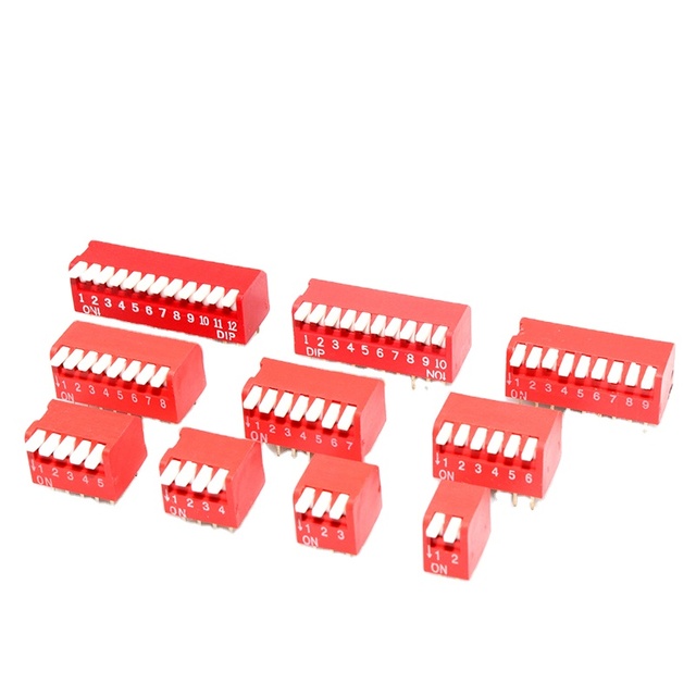 Slide Type Switch Module 1 2 3 4 5 6 7 8 10PIN 2.54mm Position Way DIP Red Pitch Toggle Red Snap Dial Switch