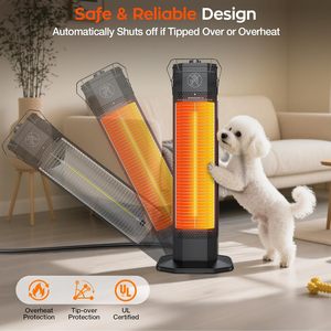 <b>Electric</b> Infrared Portable <b>Patio</b> <b>Heater</b> with Tip-over Protection for Outdoor Household Use Waterproof Gold Holegen Tube - Product Image 5