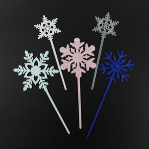 Cake Toppers Plastic Snowflake Decorations Reusable Birthday Party Cake Decorating Supplies Die Cut Round Shape - Product Image 3