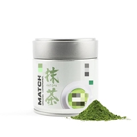 Boîte d'emballage vide en poudre de matcha avec logo personnalisé Boîte en fer blanc d'emballage de matcha de 30g Boîte pop-top en métal de 50g Boîte à thé à fermeture éclair
