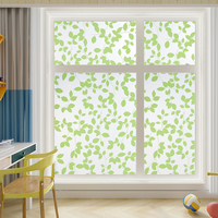 Film adhésif statique pour fenêtre, motif feuilles vertes fraîches, décoratif, pour la confidentialité, amovible, motif de branches botaniques, pour cuisine et maison