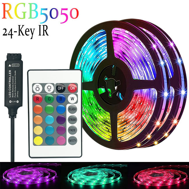 5050 RGB + Control Remoto con 24 Botones [30 LEDS/m]