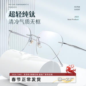 Monture de lunettes sans monture en titane pur 99216 pour femme, lunettes optiques Danyang, pont nasal standard, verres en plastique - Product Image 3