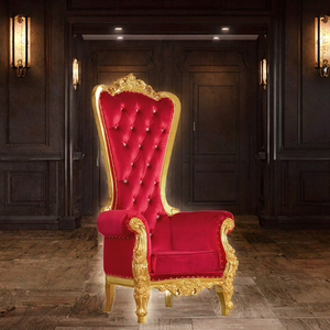 Fauteuils Trône Traditionnels Tuftés pour Location de Mariage, Tailles Queen et King, Rouge et Or, pour Salon - Vente en Gros - Product Image 3