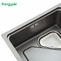 Kangyale-Évier de cuisine multifonction en acier inoxydable, 304 cuvette, évier à cuvette unique avec lave-gobelet