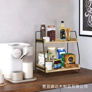Étagère de rangement de bureau en bois à 2 niveaux, organisateur combiné en fer et en bois pour la salle de bain, la cuisine, la chambre à coucher, à utiliser sur le comptoir - Product Image 4