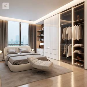 Armadi XINGRUO per Camera da Letto con Ante in Vetro, Guardaroba Integrato con Illuminazione LED Interna e Ripiani per Casa Moderna - Product Image 1