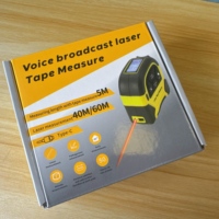 Mètre laser numérique 2 en 1 avec fonction vocale, télémètre de 40 m, ruban à mesurer, télémètre laser avec écran LCD