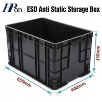 Conteneur de manutention ESD léger 650*440*350MM en plastique antistatique PP, carton noir, boîte de rangement en plastique ESD SMT