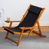 Chaise de plage pliante en bois massif, chaise longue d'extérieur durable avec toile Oxford, logo personnalisé pour la pêche