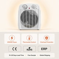 Radiateur soufflant compact et arrondi, portable, avec thermostat, mini chauffage d'appoint, 3 modes, 2000W, contrôle automatique de la température, ignifuge, CE ERP