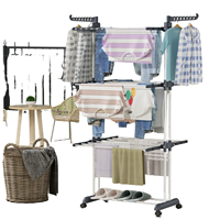 Séchoirs à linge pliables en métal, rouleaux, articles ménagers, séchoir à linge debout, forme de salle de bain, salon, rangement en plastique
