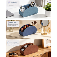 Sac de rangement cosmétique multi-compartiments en cuir PU personnalisé de grande capacité pour salon, canapé, table, accessoires de télévision