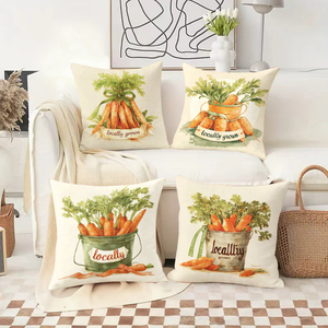 Coussins décoratifs sur le thème des carottes avec inscription « locally grown », décoration festive pour un canapé confortable - Product Image 2