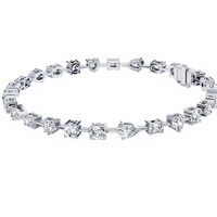 Bracelet tennis de luxe plaqué or 18K 14K avec diamants de formes multiples (rond, ovale, cœur, émeraude, poire) pour femme, cadeau de mariage