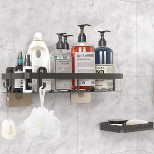 Accessoires de salle de bain noirs d'angle, <span class=keywords><strong>porte</strong></span>-<span class=keywords><strong>savon</strong></span>, étagère d'angle de salle de bain, panier de <span class=keywords><strong>douche</strong></span> en métal <span class=keywords><strong>sans</strong></span> perçage en métal - Product Image 3