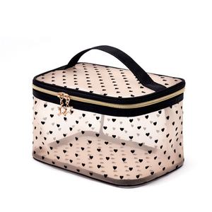 Modello di <span class=keywords><strong>amore</strong></span> alla moda vedere attraverso il vuoto da donna Make up Organizer custodia da viaggio in rete per donna borsa cosmetica personalizzata - Product Image 3