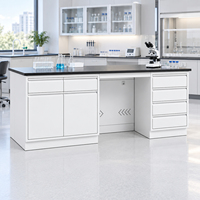 Banc de travail de laboratoire moderne, mobilier de laboratoire chimique avec armoire de rangement, table de laboratoire personnalisée