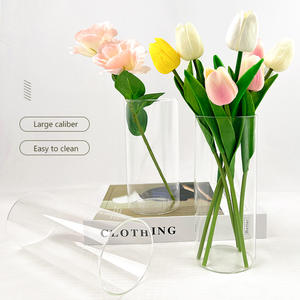 थोक कारखाने एंटी-फॉल लंबे सिलेंडर के लिए खुला हुआ चौड़ा मुंह ग्लास वेस घर के सजावट सरल डिजाइन फूल के लिए - Product Image 4