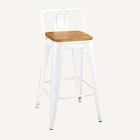 Best-seller Chaises de tabouret de bar empilables durables au design simple Chaises de bar rustiques colorées en métal avec dossier