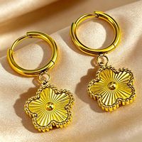 Anting Rumbai Lima Kelopak Modis, Perhiasan Warna Emas 18K untuk Wanita, Grosir