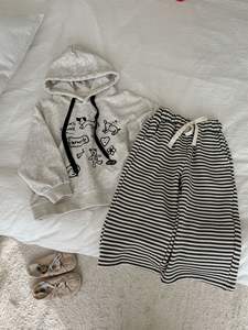 Pantalones de Punto Suaves a Rayas de Estilo Coreano para Niñas, Novedad de Primavera 2025 - Product Image 3