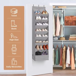 Over The Door <b>Shoe</b> Organizer 10 Pockets Grey Hanging <b>Shoe</b> Rack For Closet Storage - Product Image 5