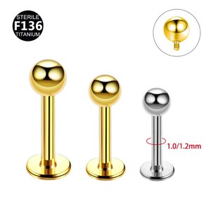 À la mode ASTM F136 plaqué or oreille Piercing bijoux lèvre Monore Cartilage goujon Tragus haltère Zircon hélice pour les mariages - Product Image 2