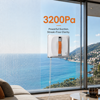 Robot de nettoyage de vitres électrique intelligent entièrement automatique avec aspiration de 3200 Pa, application et télécommande 2,4 G, double pulvérisation d'eau pour vitres