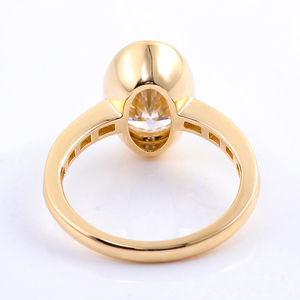 Anillo de compromiso de moissanita VVS de 4.5 quilates con corte ovalado, engaste de bisel, oro amarillo de 10k/<span class=keywords><strong>18k</strong></span>, joyería para mujer - Product Image 2