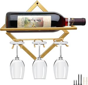 Portabottiglie pieghevole a parete portabottiglie in metallo portabottiglie in vetro appendiabiti per vino rosso Organizer per cucina a casa Bar - Product Image 3