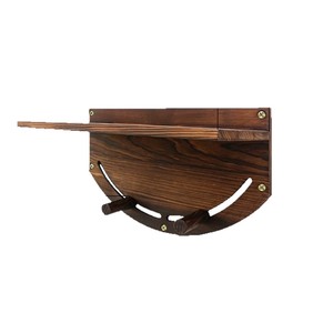Soporte de madera para plancha, estante de almacenamiento de doble capa montado en la pared para plancha y tabla de planchar, color quemado, sin perforaciones - Product Image 5