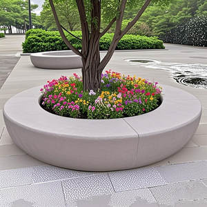 G009 Banc de jardin lumineux en forme de grand arbre, pot de fleurs, chaise, mobilier d'extérieur durable en UHPC/GRC pour parc, salle de sport, sièges écologiques - Product Image 2