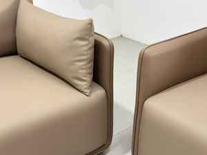 Set Sofa Persegi Minimalis Elegan dengan Bingkai Kain & Kulit Berwarna-Blok - Modern Mewah Ringan Multi-Kursi - Product Image 5