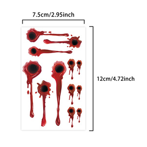 Halloween tatouages temporaires visage autocollant Halloween effrayant réaliste Gory plaie sang cicatrice <span class=keywords><strong>tatouage</strong></span> étanche pour bras <span class=keywords><strong>cou</strong></span> jambe - Product Image 2