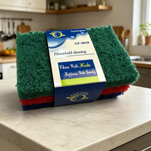 Paquete de 3 Estropajos de Nylon Cuadrados Ecológicos de Color Verde Intenso para Limpieza de Cocina, con Superficie Rugosa y Alta Absorción de Agua, 0.8 cm de Grosor - Product Image 5