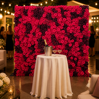 Mur de fleurs artificielles 3D en soie rose bordeaux haute densité avec support métallique pour mariage, fête ou photomaton