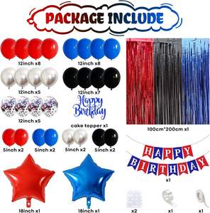 Ensemble de ballons pour fête sur le thème des <span class=keywords><strong>super</strong></span>-héros, décorations pour anniversaire, comprenant un kit de ballons, une bannière Joyeux Anniversaire, un rideau à franges - Product Image 3