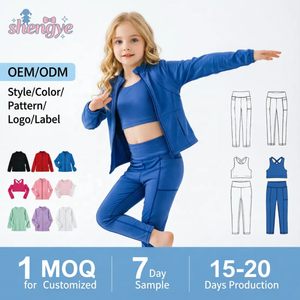Conjuntos de Yoga para Meninas DH OEM, Novo Estilo, Tecido Sólido Personalizado, Estilo Doce, Roupas de Verão para Crianças de 0 a 16 Anos, Conjuntos de Yoga para Meninas - Product Image 1