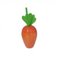 Gobelet en plastique fantaisie mignon en forme de carotte pour cocktail avec paille et couvercle pour Pâques