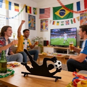 Décoration de <span class=keywords><strong>table</strong></span> en silhouette de joueur de football en bois pour les fans de tournoi, idéale pour les fournitures de fête de match, la décoration de bureau à domicile ou au bureau - Product Image 3