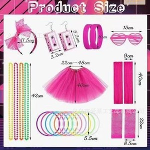 Costume de fête néon des années 1980, jupe tutu, chauffe-jambes, bandeau, collier, lunettes en forme de cœur, ensemble de cosplay pour adultes - Product Image 4